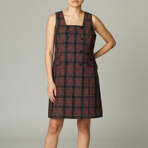 Vintage Jessica Red & Black Plaid Pinafore Dress Midi 90s Preppy Clueless Vibes‎